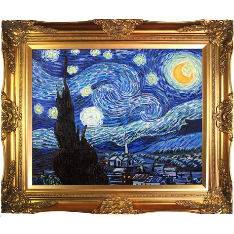 Tori Home 'Starry Night' by Vincent Van Gogh Framed Original Painting Vincent Van Gogh Artwork, Van Gogh Pictures, Gogh The Starry Night, Starry Night Painting, Most Famous Paintings, Canvas Painting Landscape, Van Gogh Paintings, Starry Night Van Gogh, Classic Paintings