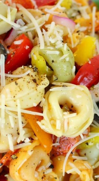 Tortilini Pasta Salad, Easy Tortellini Pasta Salad, Italian Tortellini Salad, Salad Tortellini, Salad With Tortellini, Tortellini Pasta Salad Recipes, Italian Thanksgiving, Italian Tortellini, Easy Tortellini