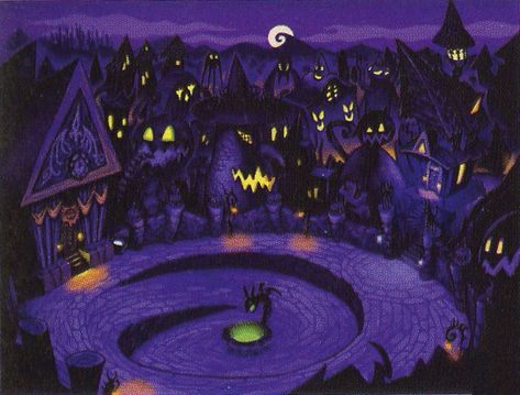 Nightmare Before Christmas Halloween, Purple Halloween, Christmas Town, Halloween Town, Halloween Wallpaper, Hallows Eve, Kingdom Hearts, Tim Burton, Halloween Art