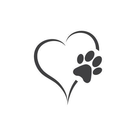 Heart Paw Tattoo, Heart With Paw Print Tattoo, Puppy Prints Tattoo, Paw Print Tattoo Design, Dog Paw Logo, Paw Print Outline, Cat Paw Print Tattoo, Portrait Quilts, Tiny Paw Print