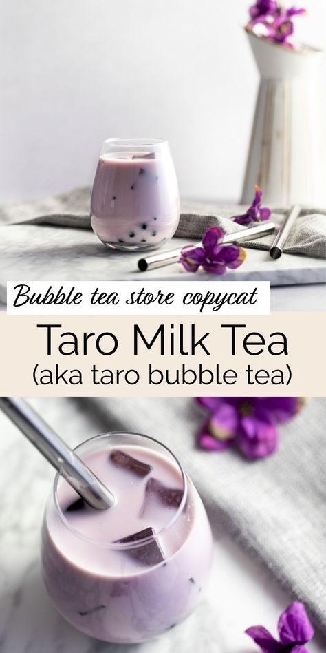 Taro Milk Tea Recipe, Taro Boba Tea, Taro Smoothie, Bubble Tea Store, Taro Recipes, Milk Tea Recipe, Taro Milk Tea, Taro Bubble Tea, Taro Boba