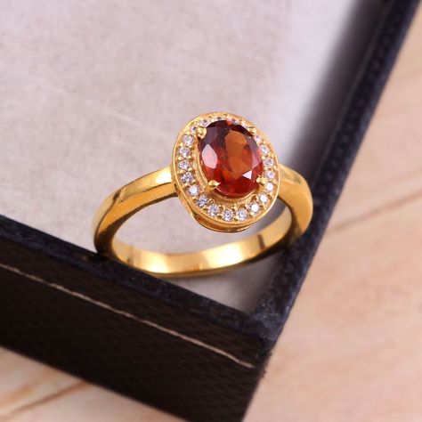 Embrace the divine powers of the gomed stone by wearing our gomed stone studded gemstone collections in gold, silver and platinum. Online shopping also available. Smokey Topaz Ring, Delicate Stacking Rings, Handmade Jewelry Ring, Smoky Quartz Ring, Hessonite Garnet, Ring Art Deco, Garnet Ring, 18k Gold Ring, Deco Ring