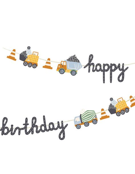 Indoor Construction Birthday Party, Goodnight Construction Site Birthday, Truck Themed 2nd Birthday Party, Boy Themed Birthday Party, Construction 2nd Birthday Party, Happy Birthday Construction, Diy Happy Birthday Banner, Digger Birthday Party, Construction Site Birthday Party