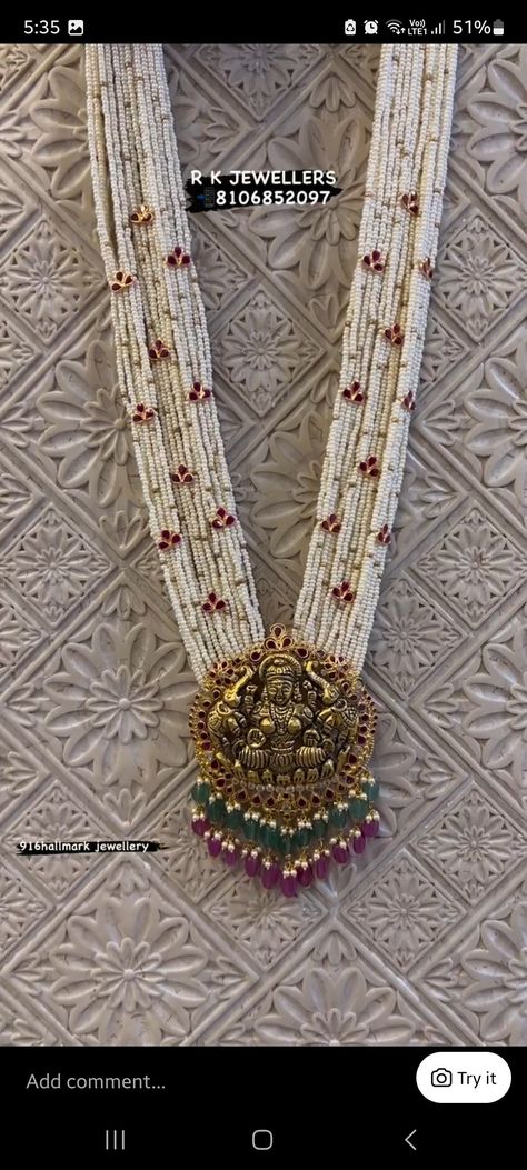 Long Pearl Haram Designs Gold, Vanisri Necklace Gold, Mutyala Haram Designs, Kasulaperu Jewellery, Victorian Jewelry Necklace, Gold Pendants For Men, Temple Jewellery Earrings, Temple Jewelry Necklace, Stone Bead Jewelry