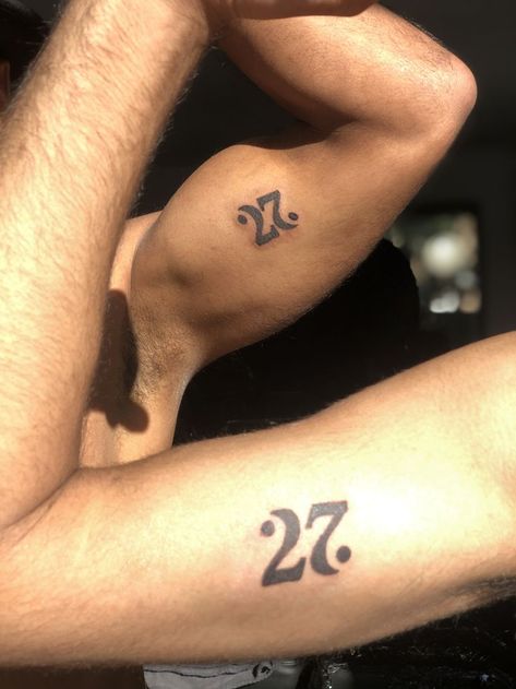 27 Tattoo Number Ideas, 27 Tattoo Number, 27 Tattoo, Tattoo Number, Matching Friend Tattoos, Private Tattoos, Number Ideas, Number 27, Matching Friend