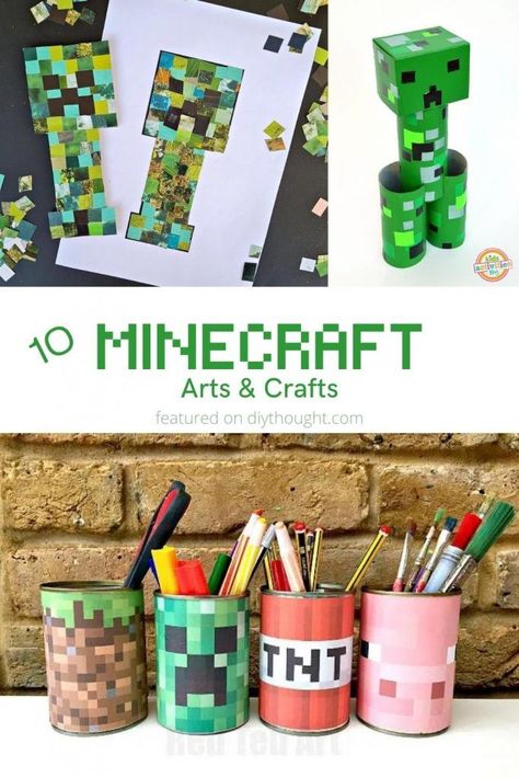 Mindcraft Party Centerpieces, Video Game Arts And Crafts, Minecraft Crafts Diy Easy, Minecraft Art Projects, Roblox Crafts For Kids, Minecraft Birthday Diy, Minecraft Diy Gifts, Roblox Activities For Kids, Crafts For 10 Year Boys