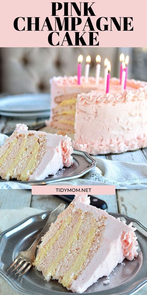 Strawberry Mousse Filling, Champagne Cake Recipe, Champagne Buttercream, Pink Champagne Cake, Mousse Filling, Buttercream Birthday Cake, Pink Dessert, Cake Filling Recipes, Champagne Cake