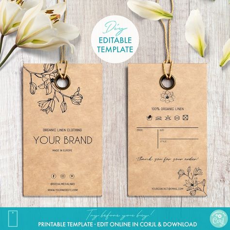 Buy Printable Clothing Custom Price Tags Template 2 X Online in India - Etsy Price Tag Template, Price Tag Design, Custom Hang Tags, Hang Tags Clothing, Hang Tag Design, Tag Template, Custom Templates, Label Templates, Personalized Stickers