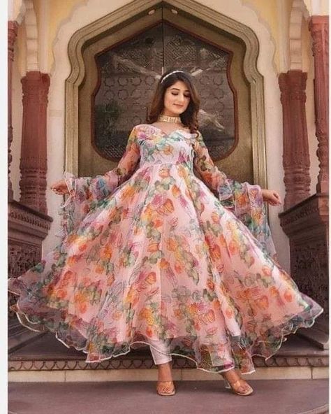 Maharatclothing stylish Three piece organza frock dress Prints available All sizes available Order now 03412486409 #OrganzaFrock #PrintedFrock #FrockFashion #ElegantWear #StylishOutfits #PartyWear #FashionForWomen #DressSale #ShopNow #ChicStyle #TrendyDresses #FashionLovers #SummerFashion #WardrobeEssentials #BoutiqueFashion Satin Long Frock Designs, Frocksuit Design For Women, Organza Long Frocks Indian, Printed Long Frocks, Organza Anarkali, Organza Frocks, Organza Kurti, Organza Dresses, Simple Dress Casual