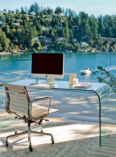 How nice for this to be YOUR workspace every day?? Completely possible thanks to my career with Rodan + Fields! Contact me if this is YOUR idea of an office :) https://danielle.myrandf.com/ContactMe Office With A View, Be Design, Water House, Dream Office, Outdoor Office, Modern Cottage, Office Workspace, A Desk, Inspiration Boards