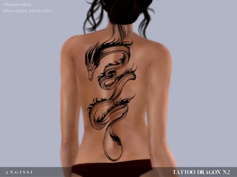 ANGISSI's Tattoo-Dragon N2 Sims Tattoos, Ace Tattoo One Piece, Cc Tattoo, Sims 4 Mac, Cc Skin, Sims 4 Tattoos, Tattoo Dragon, Sims 4 Cc Download, Sims 4 Cas Mods