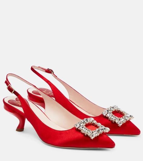 Manolo Blahnik Red, Vivier Shoes, Roger Vivier Shoes, Pucci Print, Crochet Maxi, Satin Pumps, Luxury Women Fashion, Roger Vivier, Pointed Toe Shoes