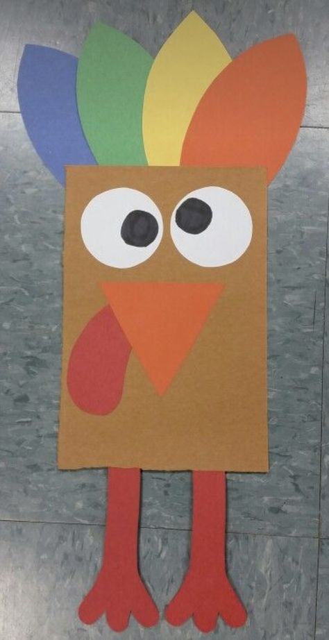 Rectangle Turkey Craft, Big Turkey Craft, Thanks Giving Art For Preschoolers, T For Turkey Craft, Thanksgiving Theme Preschool Crafts, Turkey Art Projects For Kids Preschool, Thanksgiving Crafts Kindergarten Easy, Thanksgiving Projects Preschool, Turkey Construction Paper