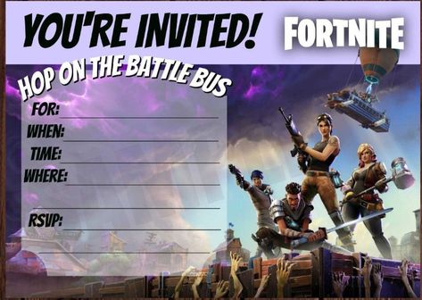 Printable Fortnite Invite Fortnite Party Invitations, Fortnite Invitations Template, Fortnite Invitations Free, Fortnite Birthday Invitation, Fortnite Birthday Party, Birthday Party Invitations Free, Boy Party Invitations, Fortnite Party, Fortnite Birthday