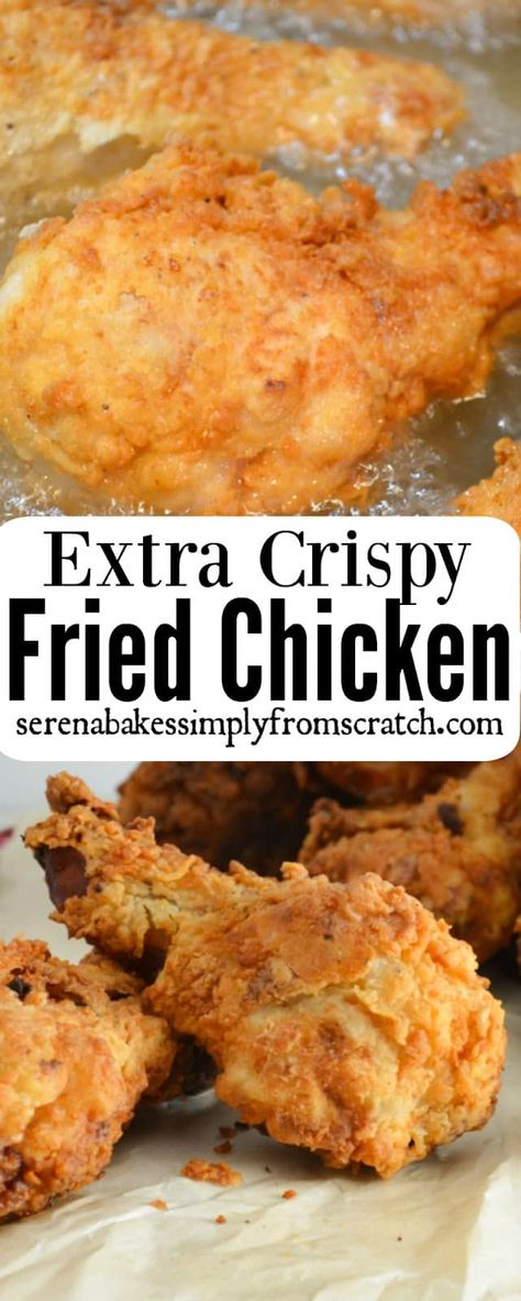 Extra Crispy Fried Chicken | Serena Bakes Simply From Scratch Extra Crispy Fried Chicken, Fried Drumsticks, Fried Chicken Drumsticks, Fried Chicken Legs, Drumstick Recipes, Oven Fried Chicken, Easy Skillet, Southern Fried Chicken, Skillet Dinners