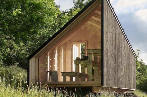 These Modular Micro Cabins Have A Price Tag of $31K & Can Be Built Almost Anywhere - Yanko Design Small Prefab Cabins, Modern Tiny Homes, Micro Cabin, Prefab Sheds, Scandinavian Home Design, Modern Cabins, Pre Fab Tiny House, Modular Cabins, Timber Cabin