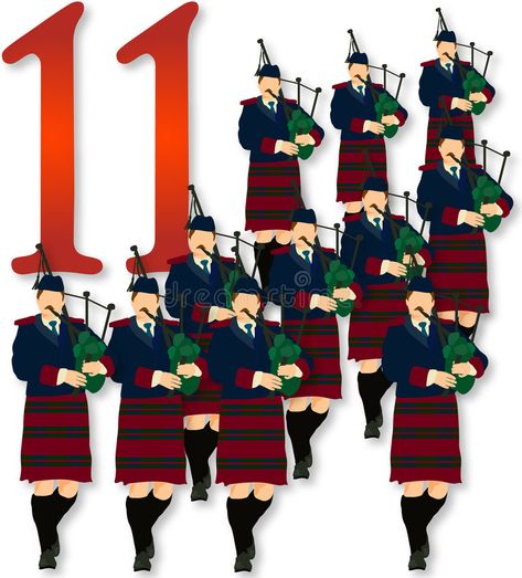 12 Days of Christmas: 11 Pipers Piping. Eleven bag pipe players wearing plaid ki , #Ad, #Piping, #Pipers, #bag, #Eleven, #Days #ad 11 Pipers Piping, 11th Day Of Christmas, Pipers Piping, Seven Swans, 12 Days Of Xmas, The 12 Days Of Christmas, Christmas Events, Bagpipes, Twelve Days Of Christmas