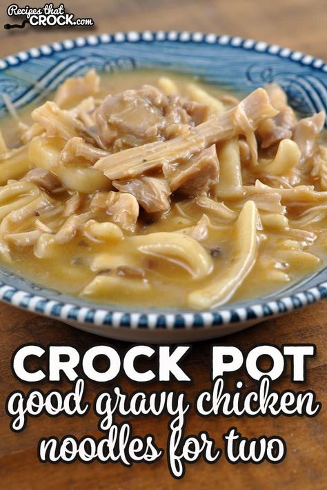 This Good Gravy Crock Pot Chicken Noodles for Two is great for when you want some delicious comfort food that does not take much work to make. Chicken And Egg Noodle Recipes Crockpot, Reames Chicken And Noodles, Crock Pot Chicken Noodles, Chicken And Noodles Crockpot, Best Gravy Recipe, Chicken And Noodles Recipe, Chicken And Egg Noodles, Golden Mushroom Soup, Egg Noodle Recipes