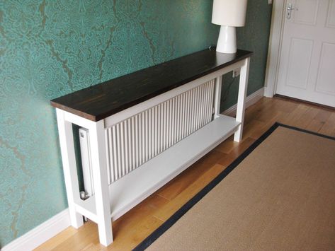 10 Cool Ways To Improve Your Home With a DIY Radiator Cover Radiator Cover Ideas, Diy Radiator Cover, Radiator Shelf, Narrow Table, Hall Decor, Radiator Cover, Cover Ideas, Hall Table, Diy Shelves