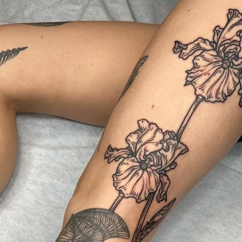 Emma Maris on Instagram: "Bearded irises for Carolina 💜 made with love for one of my oldest clients in New York! Books open on April 5th for May + June appointments @sirentattoonyc" Bearded Iris Tattoo, Iris Tattoo, Books Open, Bearded Iris, Irises, Made With Love, Tattoos And Piercings, Tatting, With Love