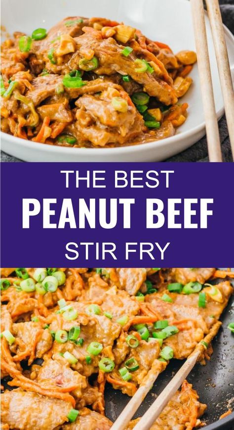 Stir Fry With Peanut Sauce, Peanut Butter Stir Fry, Asian Beef Stir Fry, Spicy Peanut Butter, Beef Satay, Beef Stir Fry Recipes, Asian Beef, Healthy Low Carb, Peanut Butter Sauce