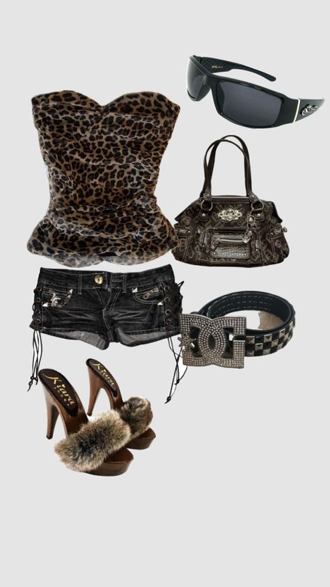 #y2k #cheetahprint Cheetah Print Outfits, Mcbling Fashion, Trashy Outfits, 2000s Outfits, 2000s Fashion Outfits, Y2k Outfits, Lovely Clothes, Swaggy Outfits, Alternative Outfits