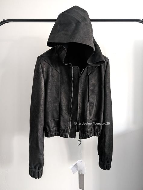 *NEW* LEATHER EDFU HOODED JACKET SS23 Lamb Leather Jacket, Rick Owens Jacket, Rick Owens Men, Concept Clothing, Men's Outerwear, June 2024, Mens Outerwear, Lambskin Leather, Rick Owens