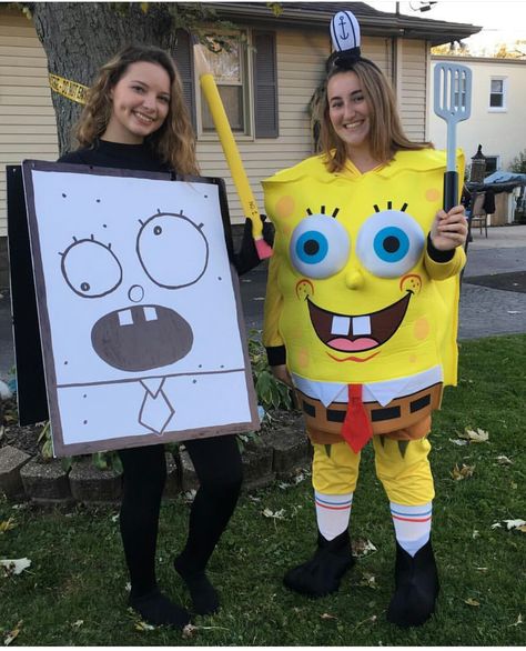 Doodle Bob and pencil made by me. My daughter wanted to be this for halloween and her friend bought her costume. Super easy to make. My daughter bought a black morph suit to wear under it. Doodlebob Costume Diy, Doodle Bob Halloween Costume, Doodle Bob Costume, Doodlebob Costume, Black Morph Suit, Spongebob Costumes, Adult Costumes Diy, Morph Suit, Doodle Bob