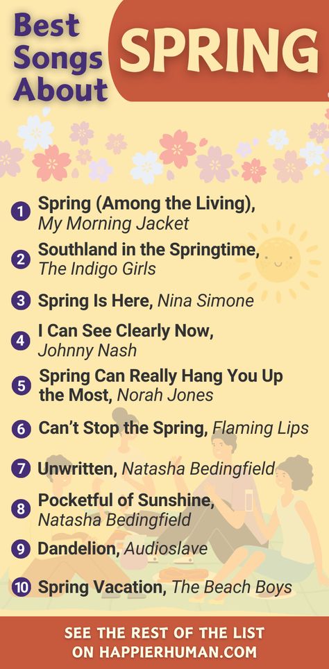 Spring Songs, Spring Playlist, Empowering Songs, Song Lists, Spring Music, Spring Song, Playlist Ideas, Feeling Song, Inspirational Songs