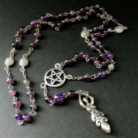 Pagan Necklace Spiral Dance Wiccan Amethyst by Gilliauna on Etsy, $100.00 Spiritual Beaded Long Necklace, Handmade Spiritual Long Necklace Beads, Spiritual Hand-strung Long Necklace Jewelry, Spiritual Hand-strung Beaded Necklace, Spiritual Multi-strand Beaded Long Necklace, Chip Jewelry, Crafty Jewelry, Pagan Necklace, Witchy Tips