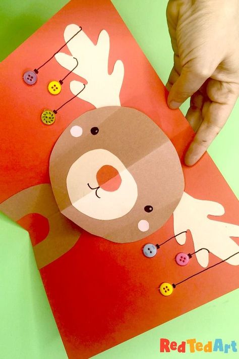 Red Ted Art's brand new and super easy Rudolph Pop Up Card for Christmas. Explore basic shapes to make this fun pop up card for kids. Let's make Christmas handmade this year! Christmas Cards Handmade Kids, Pop Up Christmas Cards, 3d Christmas Cards, Card For Christmas, Red Ted Art, Reindeer Card, Reindeer Craft, Christmas Cards Kids, 카드 디자인