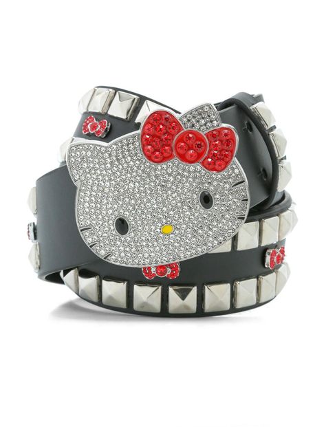 Hello Kitty Bling Pyramid Stud Belt | Hot Topic Hello Kitty Rhinestone Belt, Hello Kitty Belt Buckle, Studded Belt Outfit, Metal Hello Kitty, Hello Kitty Belt, Cute Belts, Stud Belt, Scene Style, Y2k Hello Kitty