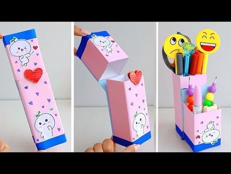 Crafted Innovations: Unique DIY Projects That Push Boundaries Pen Box Design Ideas, Pen Box Craft, How To Make A Pen Holder, How To Make A Pencil Holder, Pencil Box Craft, How To Make Pencil Holder, Pen Box Diy, Pencil Stand Diy, Pen Box Design