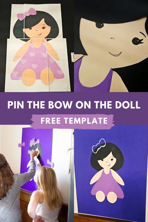 🎀 Looking for a fun activity for your child's doll-themed party? Create your own DIY Pin the Bow on the Doll Game! 🎉 This classic party game is easy to make with our simple tutorial, and kids will love the excitement of pinning the bow in just the right spot. Perfect for adding extra fun to your doll-themed celebration! 🎈 Shibori Diy, Creative Party Ideas, Kid Friendly Crafts, Budget Crafts, Doll Games, Classic Party, Spring Kids, Kids Crafting, Kid Friendly Activities