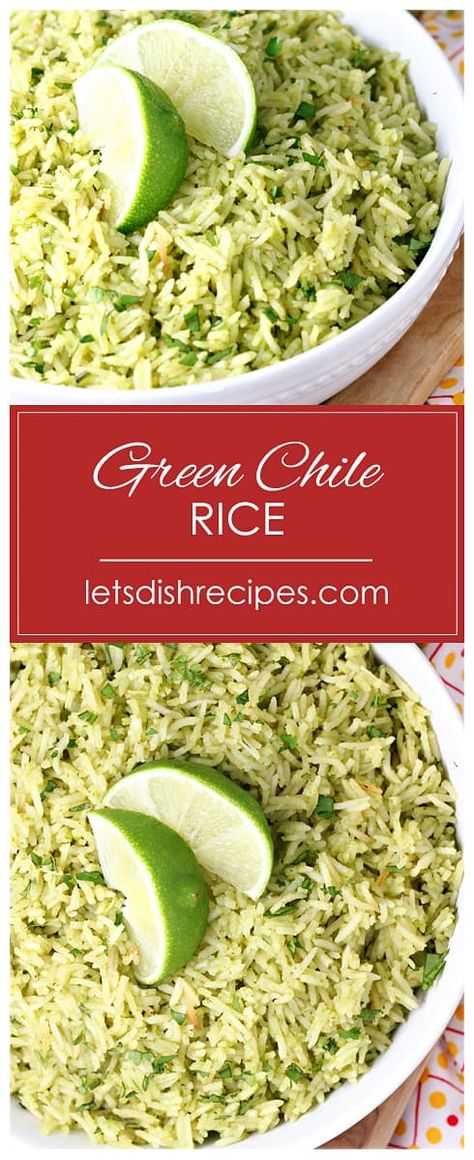 Green Chili Rice, Baked Chimichangas, Green Chile Rice, Baked Chicken Chimichangas, Green Rice Recipe, Chicken Chimichangas, Vegetable Side Dish Recipes, Chili Rice, Green Chile Sauce