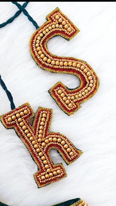 Letter Tassels For Blouse, Letter Aari Work, Name Aari Work Blouse, Blouse Latkan, Tassels Designs, Design With Letters, Saree Tassels Designs, Aari Design, Hand Work Design