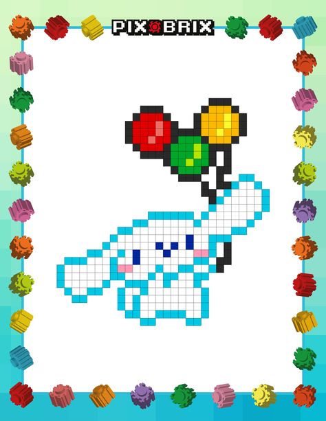 Sanrio Cinnamoroll PIX BRIX Pixel Art Template Instructions  Free Printable!  Find video tutorials and instructions on Pix Brix's YouTube channel.  pixbrix, tutorials, instructions, magic blocks, diamond blocks, hama beads, perler beads, diamond painting, lego, educational toys, stem toys, puzzle, pinterest ideas, printable, free printable, Cinnamoroll Perler Beads, Beads Perler, Cross Stitch Geometric, Easy Pixel Art, Pixel Art Templates, Beads Ideas, Pinterest Ideas, Sanrio Cinnamoroll, Beaded Crafts