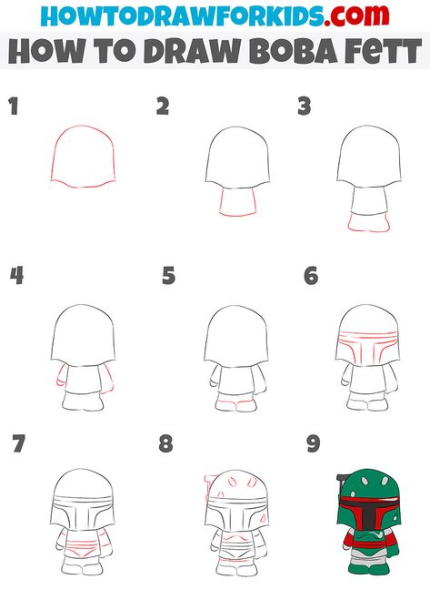 how to draw boba fett step by step How To Draw Mandalorian, How To Draw Star Wars, Star Wars Drawings Easy Step By Step, How To Draw Star Wars Step By Step, Directive Drawing, Bobafett Starwars Drawing, Boba Fett Illustration, Boba Fett Sketch, Easy Cartoon Characters