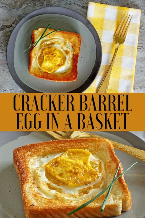 Make the best copycat Cracker Barrel Egg In a Basket at home. Breakfast never tasted so good. #eggs #breakfast #crackerbarrel | copykat.com Egg In A Basket, Copycat Cracker Barrel, Eggs Basket, Eggs In A Basket, Eggs Breakfast, Healthy Recipes Easy Snacks, Eggs Recipe, Weekend Breakfast, Best Breakfast Recipes