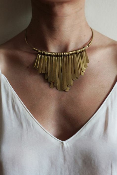 Metal Study, Brass Choker, Found Object Jewelry, Extraordinary Jewelry, Sunflower Jewelry, Arm Bracelets, Jewelry Website, Fringe Necklace, Sparkle Jewelry