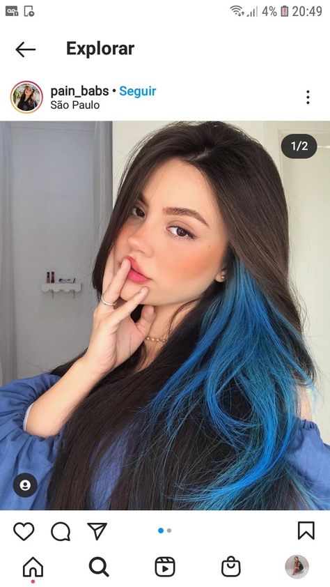 Create Pin, Blue Hair Highlights, Hidden Hair Color, Hair Colour Ideas, Korean Hair Color, Hair Color Underneath, Red Hair Inspo, Bold Hair Color, Hair Inspiration Long