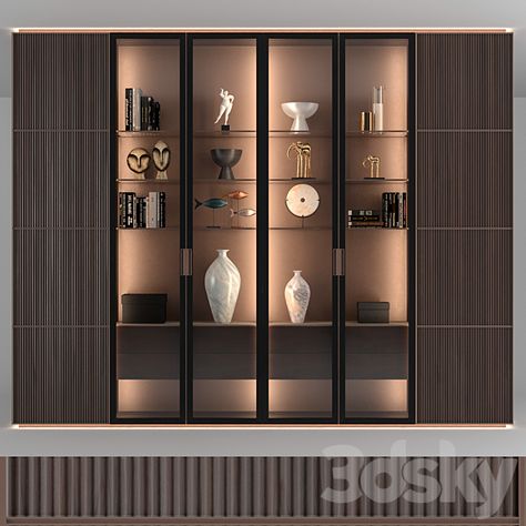 3d models: Wardrobe & Display cabinets - Rimadesio Modulor cabinet Modern Pedestal Sink, Display Cabinet Design, Ruang Tv, Crockery Cabinet, Crockery Unit Design, Crockery Design, Bar Sala, Crockery Unit, Turkish Tiles