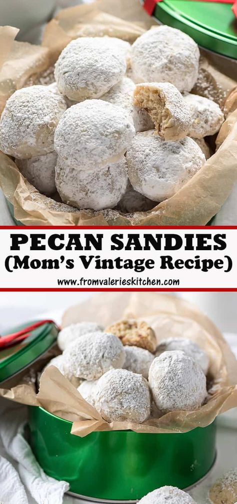 Vintage Christmas Dessert Recipes, Traditional Christmas Candy, Vintage Baking Recipes, Sandies Cookies Recipes, Vintage Cookie Recipes, Vintage Christmas Cookies, Pecan Sandies Cookies, Sandies Cookies, Sandies Recipe