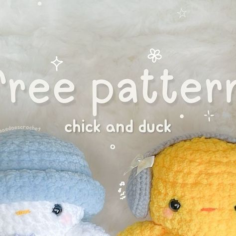 mae ♡ on Instagram: "♡ free chick & duck pattern (•ө•) • also available on ribblr <3  - thank you to my testers for helping me make this pattern release possible 💞 please go check out their pages and show them some love 🐣  .ᐟplease do not copy/reference my pattern.ᐟ  don’t forget to tag me when you post your chick or duck! 🫶🏼  having any trouble? send me a dm! 🩷  ♡ any interactions are appreciated ♡   ⊹ ࣪ ˖  #crochet #freepattern #crochetfreepattern #crochetchick #crochetduck #cute" Free Crochet Duck Pattern, Duck Crochet Pattern, Small Crochet Duck Pattern Free, Chick Crochet, Crochet Duck Plushie Free Pattern, Crochet Duck, Crochet Duck Pattern Free, No Sew Duck Crochet, Crochet Plush Duck Pattern Free