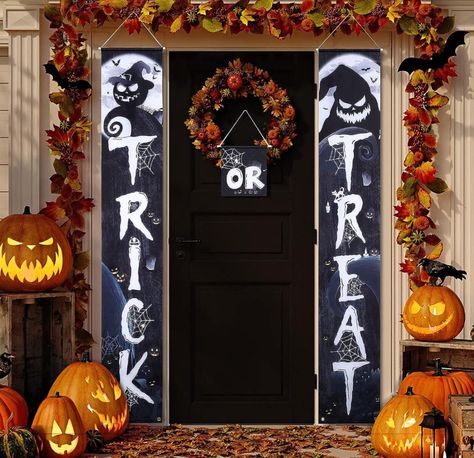 3 Pieces Halloween Trick or Treat Porch Signs Halloween Before Christmas Decoration Halloween Porch Banner Welcome Sign for Halloween Gate Garden Front Door Home Outdoor Yard Party Decor Supplies Halloween Gate, Halloween Before Christmas, Welcoming Front Door, Porche Halloween, Halloween Window Clings, Gate Garden, Outdoor Thanksgiving, Yard Party, Halloween Christmas Decorations