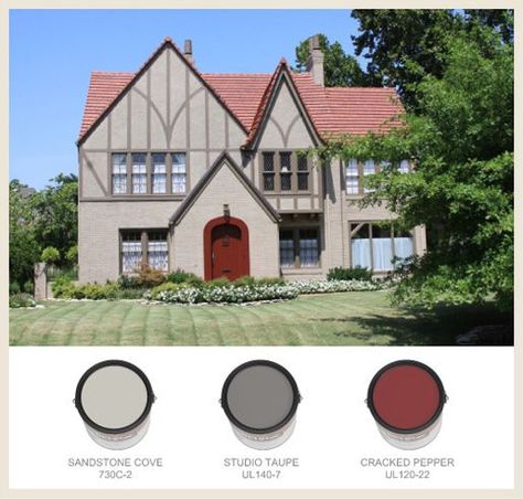 Tudor House Exterior, Red Roof House, Exterior House Paint Color, Paint Color Combinations, Exterior House Paint, Best Exterior Paint, House Paint Color Combination, Color Combinations Paint, Exterior House Paint Color Combinations