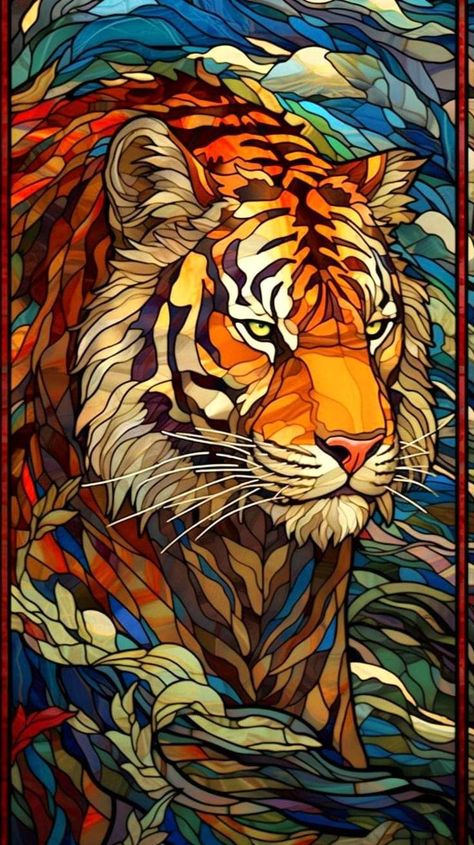 Active Wallpaper, Stain Glass Window Art, Walpapers Cute, Tiger Artwork, Lion Cat, Lion Photography, Tiger Pictures, 1 Wallpaper, Glass Window Art