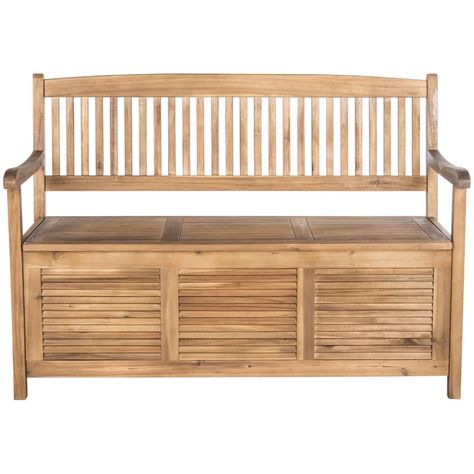 Modern Storage Bench, Wooden Storage Bench, Outdoor Storage Bench, Wooden Garden Benches, Garden In The Woods, Modern Storage, Wooden Storage, Outdoor Bench, Bench With Storage