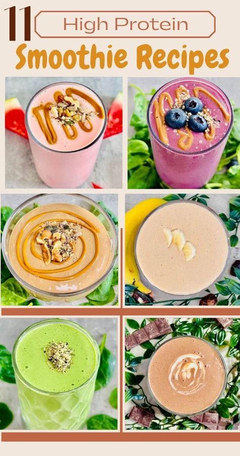 11 high protein smoothie recipes Protein Smoothies Recipes, High Protein Breakfast Smoothies, Protien Smoothies Recipes, Protein Smoothie Recipes Healthy, High Protein Smoothie Recipes, Protein Drink Recipes, High Protein Drinks, Java Burn Coffee, Protein Shakes Recipes