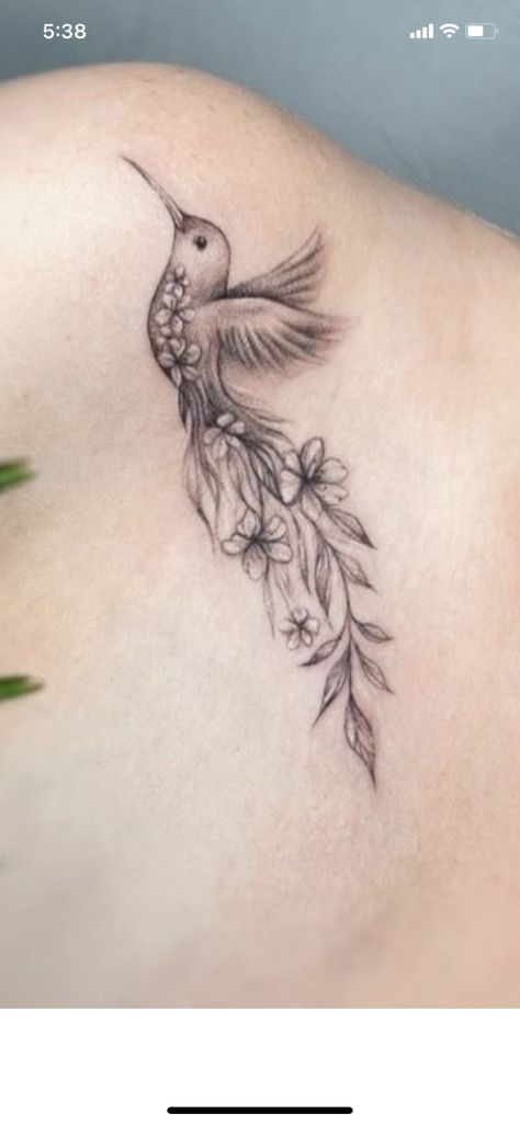 Pretty Bird Tattoo, Blue Bird Tattoos, Bird Tattoos Meaning, Hummingbird Tattoos For Women, Hummingbird Tattoo With Flowers, Tattoo Bein Frau, Hummingbird Flower Tattoos, Feminine Arm Tattoos, Hummingbird Tattoos